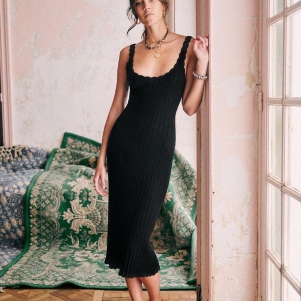 NWOT Sezane Cassie Dress in Black S Midi